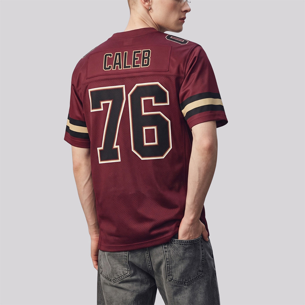 Burgundy Black-Cream Mesh Custom Football Jerseys For Men & Women