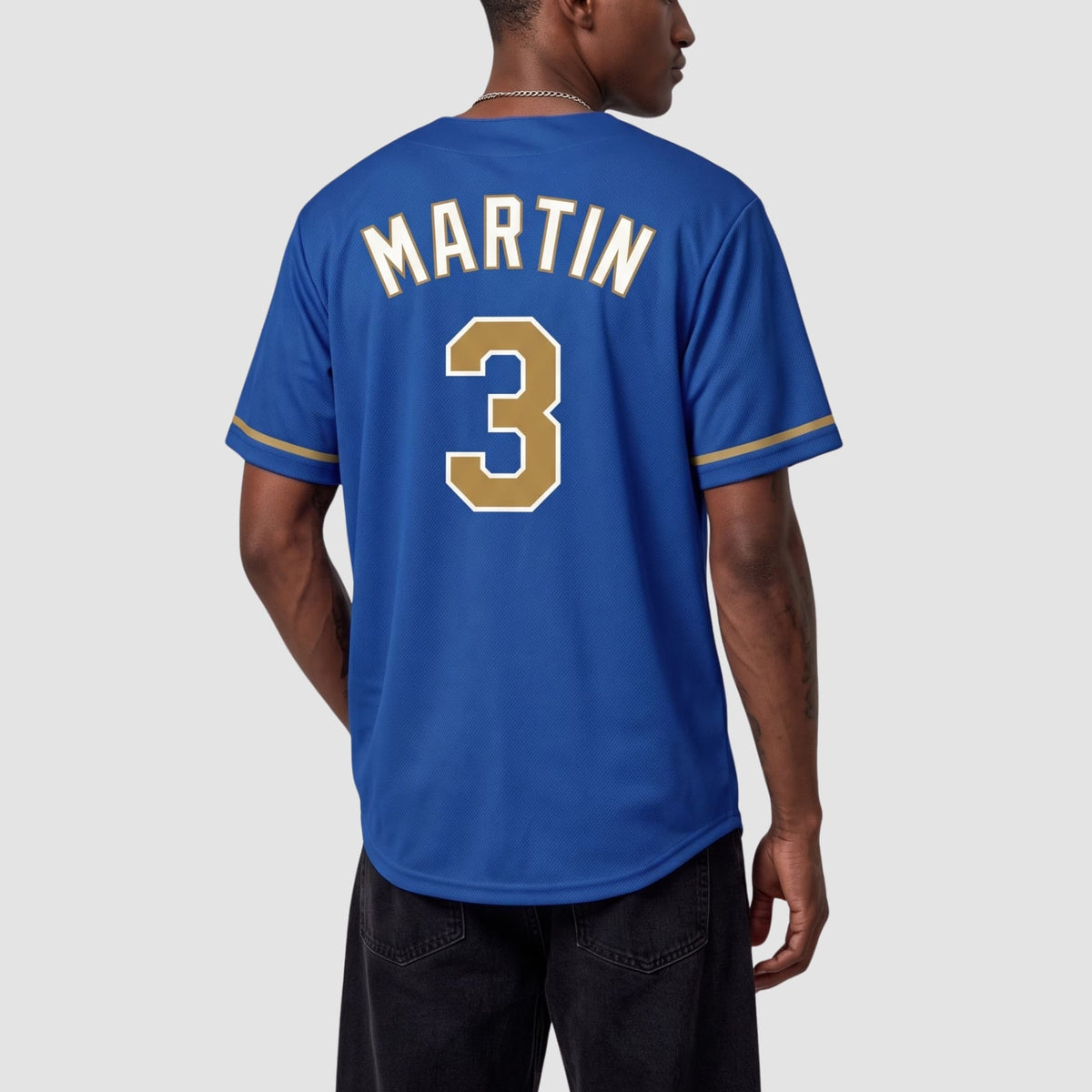 Custom Royal White Old Gold-White Feature Baseball Jersey