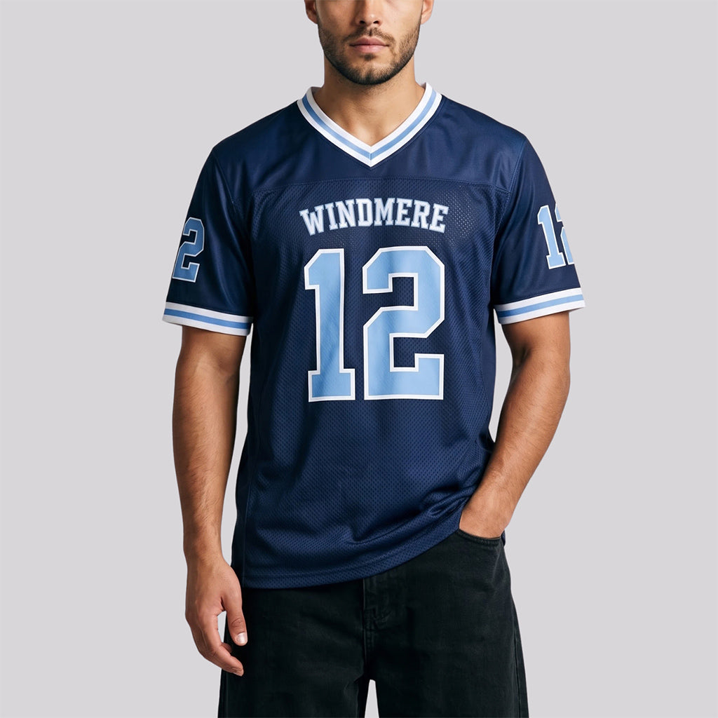 Custom Navy Light Blue-White Mesh Throwback Football Jersey For Men & Women