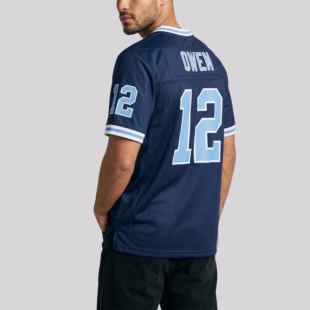 Custom Navy Light Blue-White Mesh Throwback Football Jersey For Men & Women