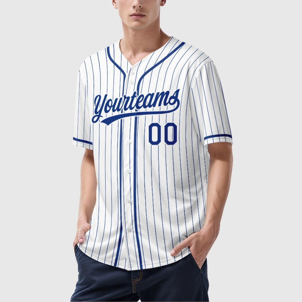 Custom Royal Blue Pinstripe Baseball Jersey
