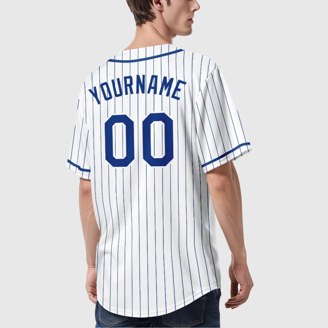 Custom Royal Blue Pinstripe Baseball Jersey