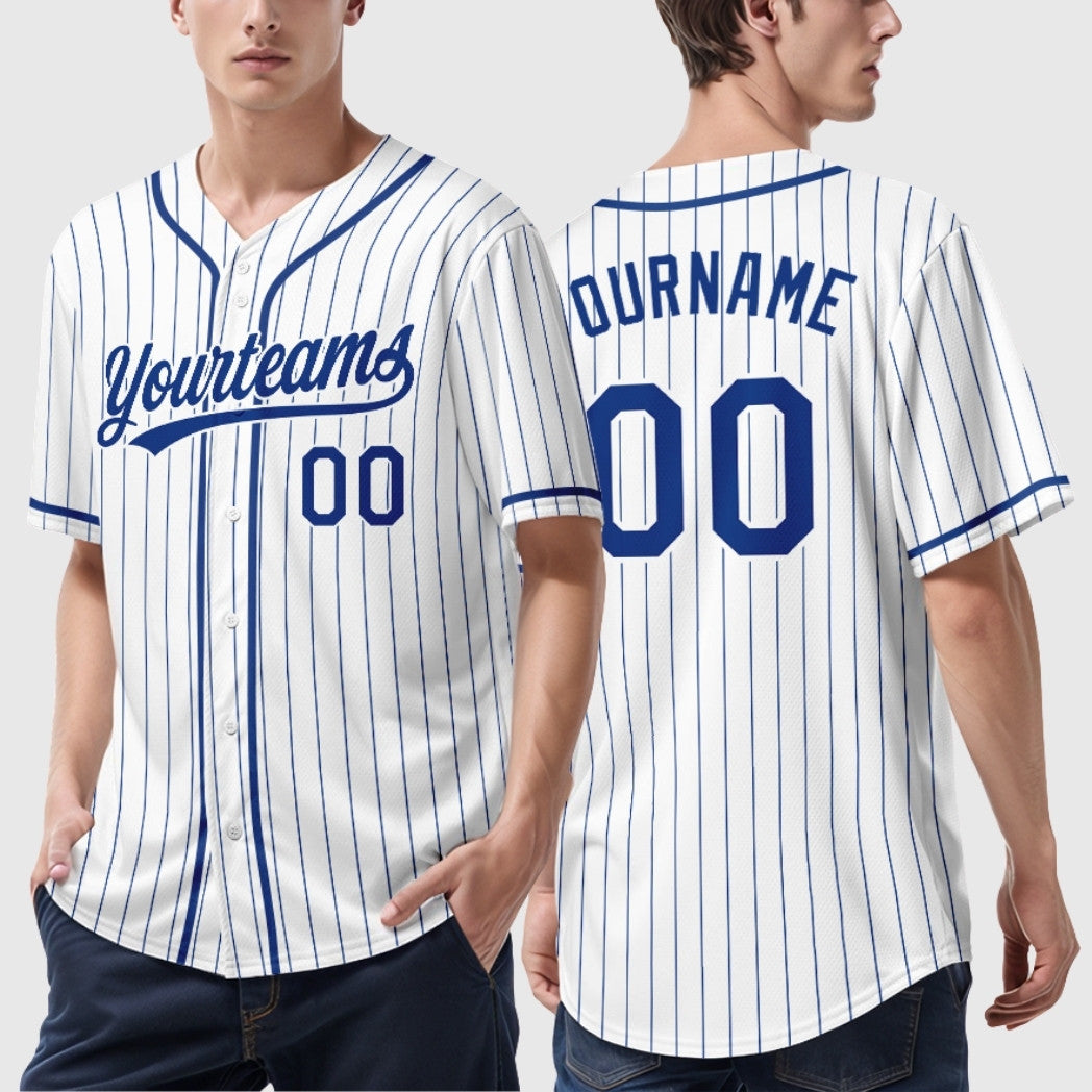 Custom Royal Blue Pinstripe Baseball Jersey