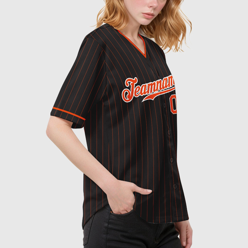 Black Orange-White Pinstripe Authentic Baseball Jersey