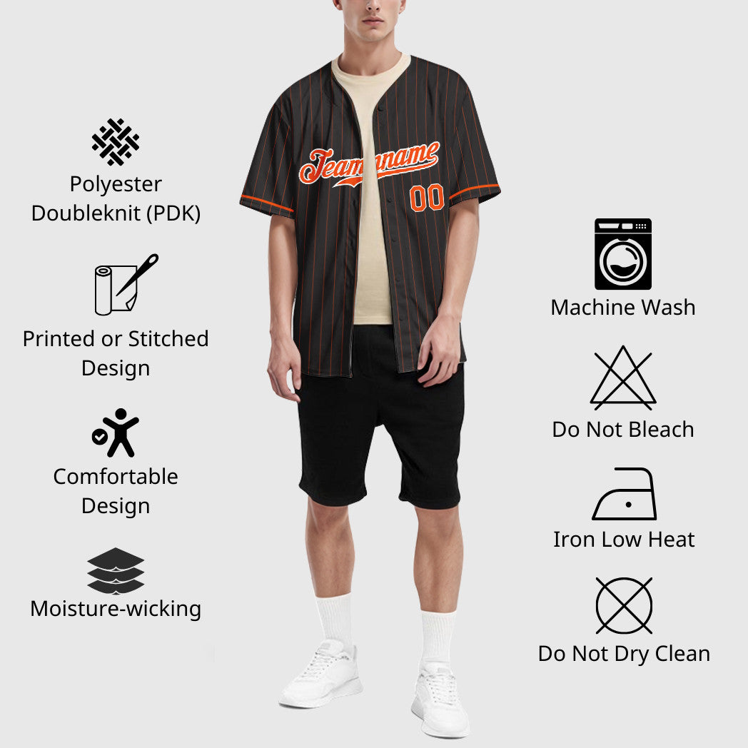 Black Orange-White Pinstripe Authentic Baseball Jersey