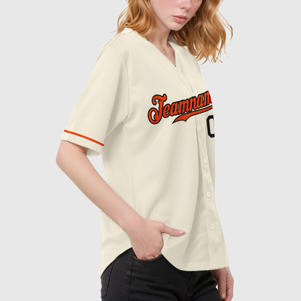Custom Cream Orange-Black Baseball Jersey
