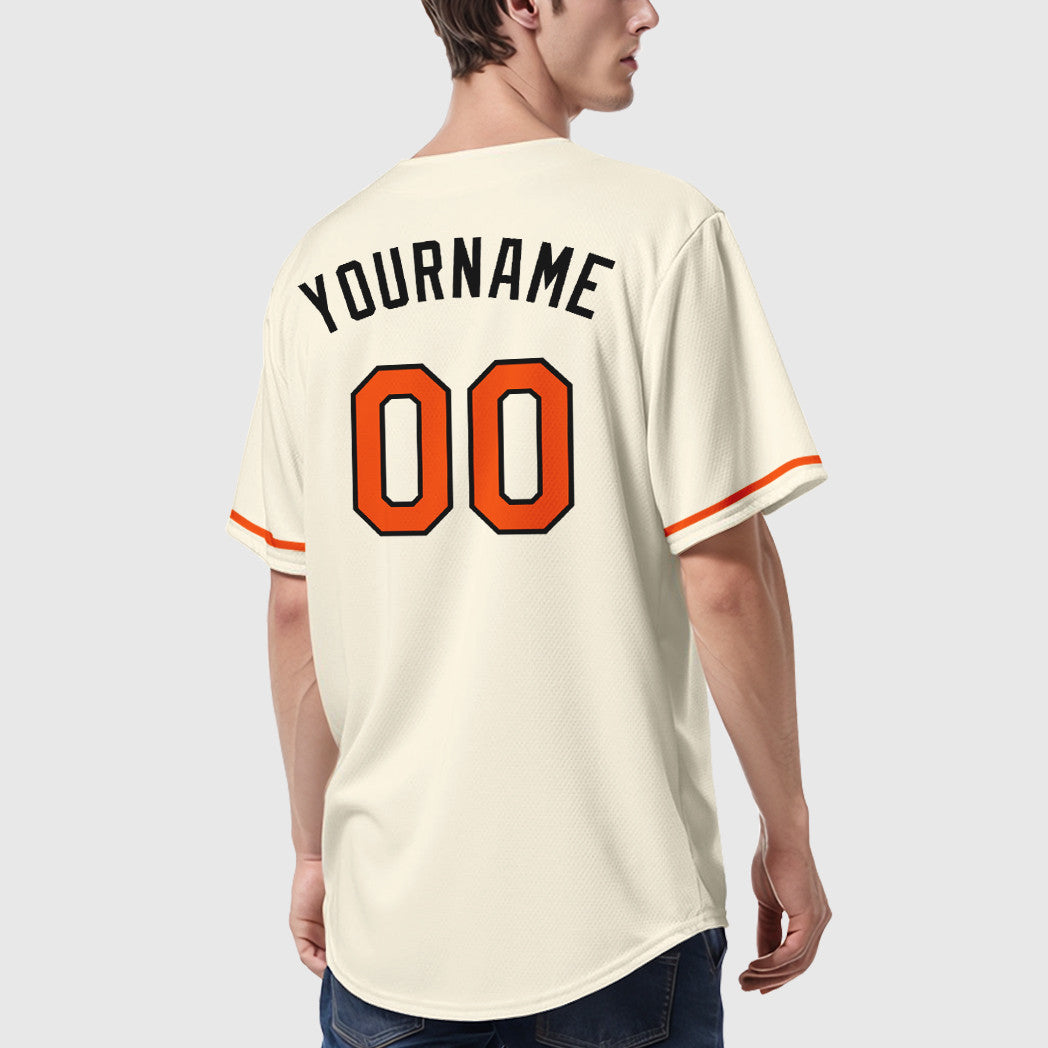 Custom Cream Orange-Black Baseball Jersey