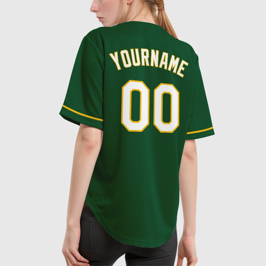 Custom Green White-Gold Baseball Jersey