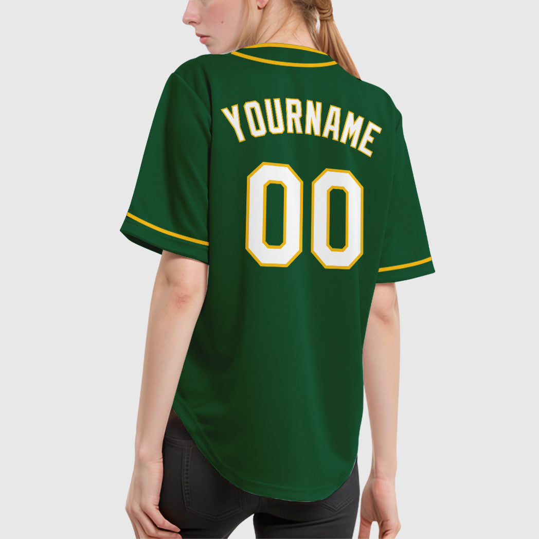 Custom Green White-Gold Piping Baseball Jersey