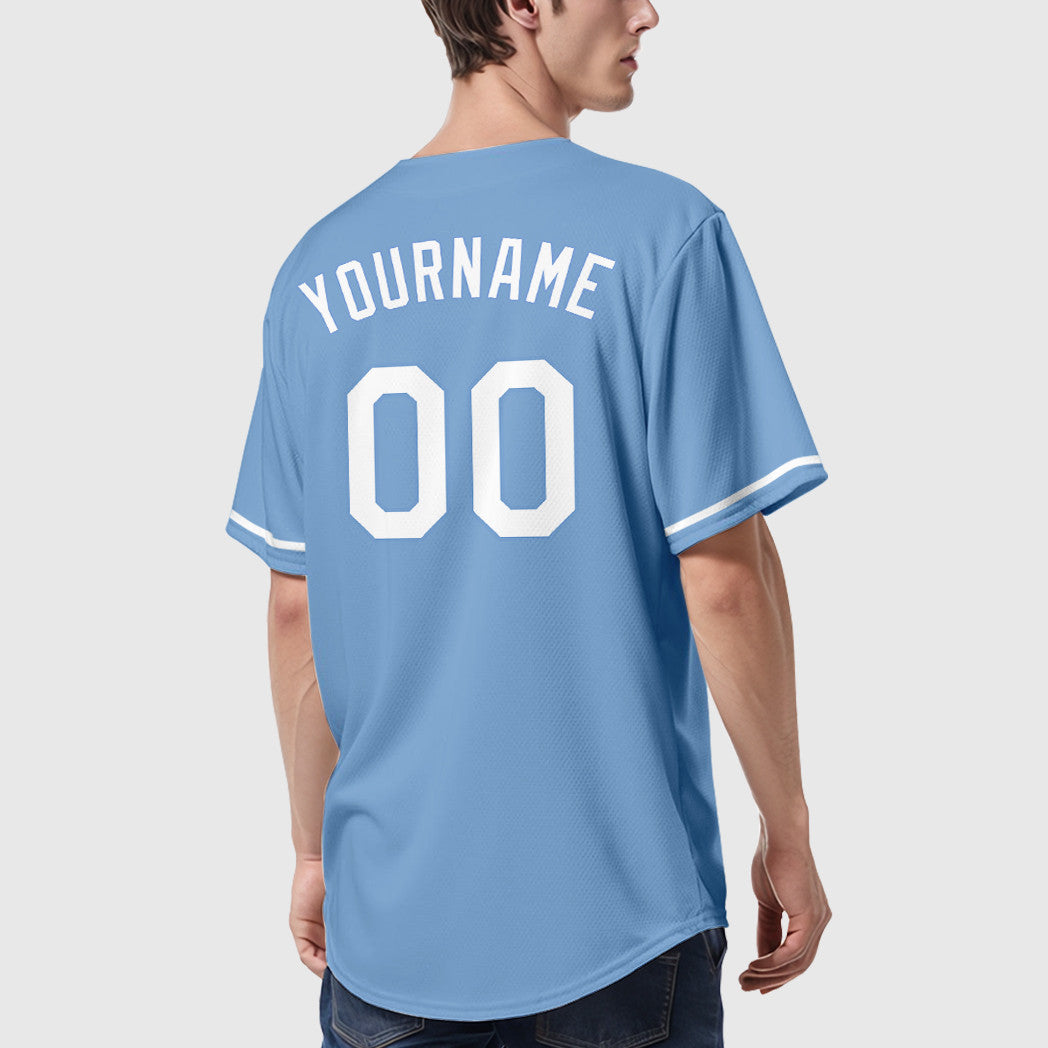 Custom Light Blue White Baseball Jersey