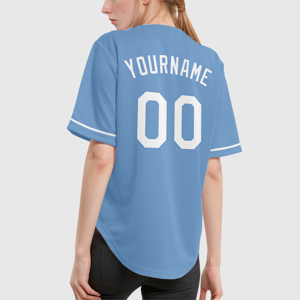 Custom Light Blue White Baseball Jersey