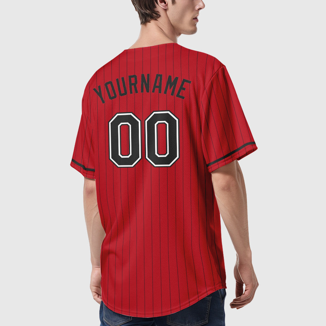 Custom Red Black-White Baseball Jersey