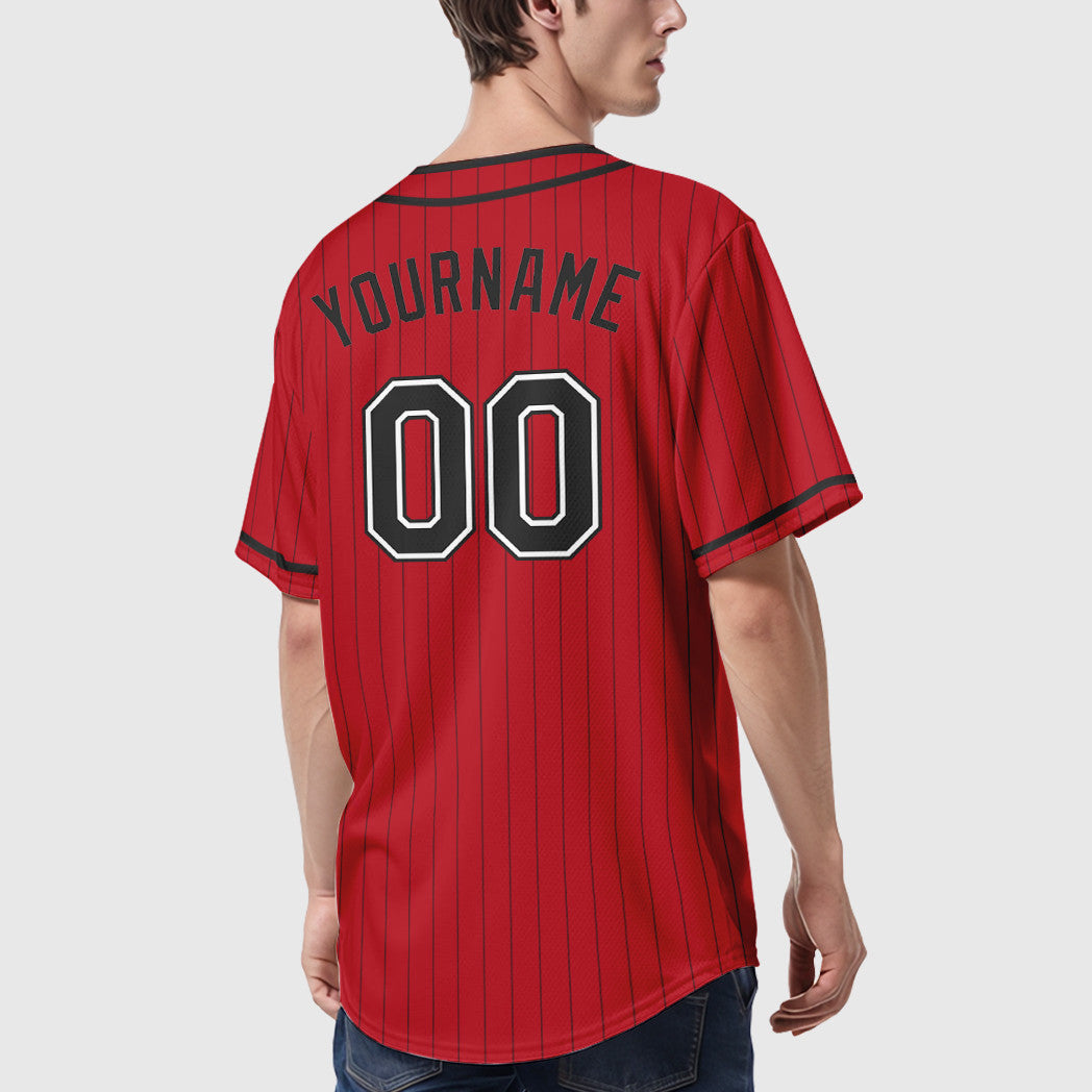 Custom Red Black-White Piping Baseball Jersey