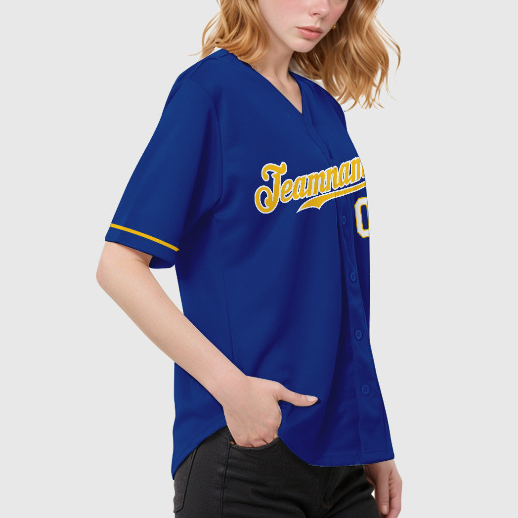 Custom Royal Gold-White Baseball Jersey