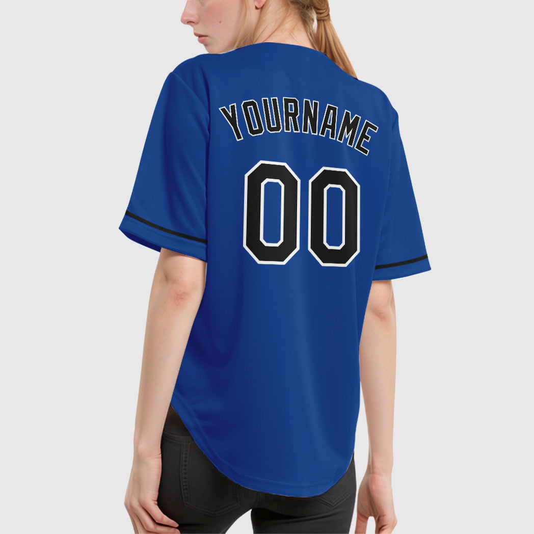 Custom Royal Black-White Baseball Jersey