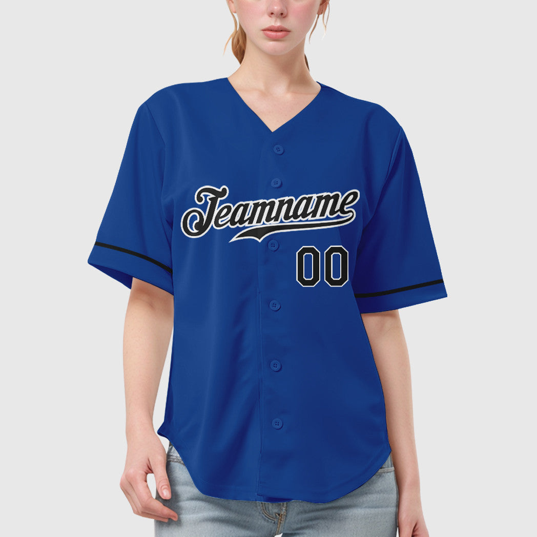 Custom Royal Black-White Baseball Jersey