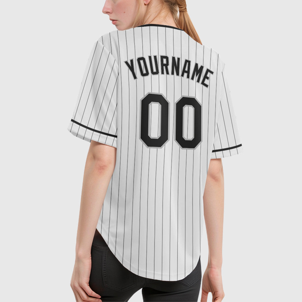 Custom Royal Black-White Pinstripe Baseball Jersey