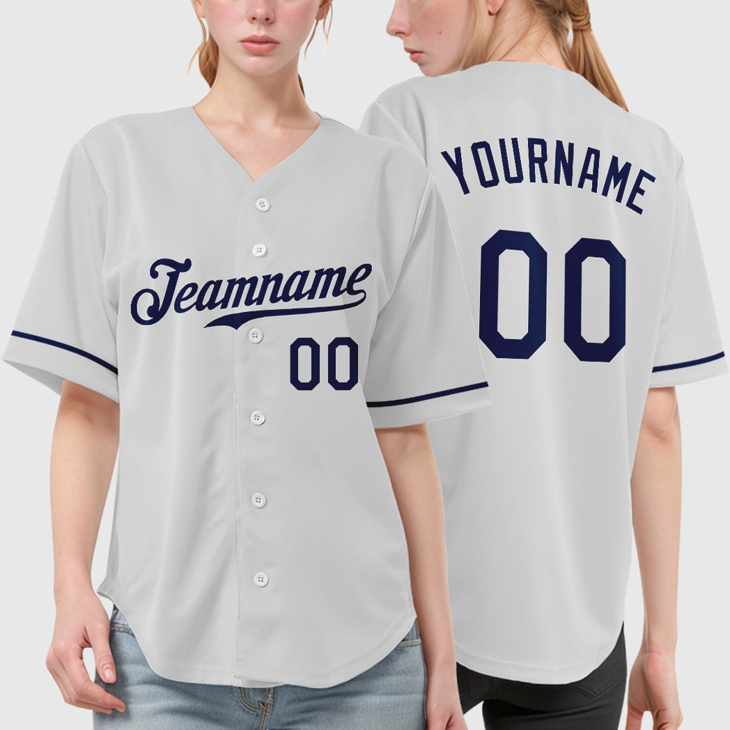 Custom White Navy Baseball Jersey