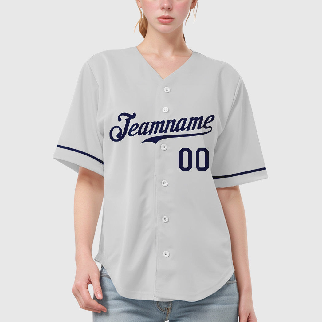 Custom White Navy Baseball Jersey
