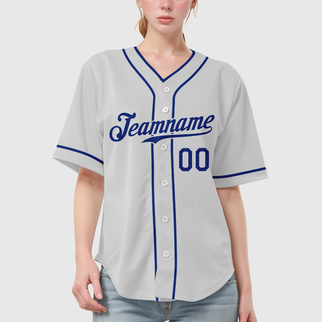 Custom White Royal Piping Baseball Jersey