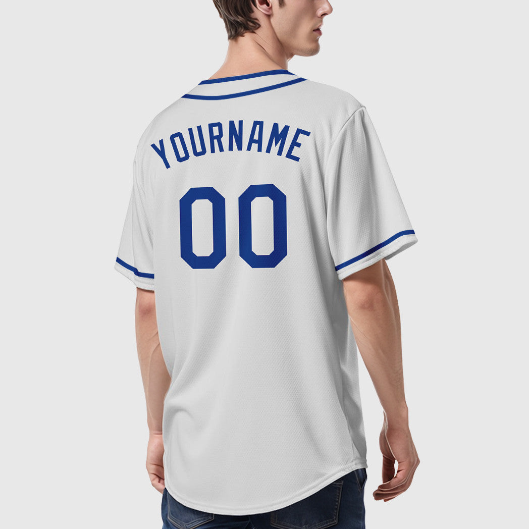 Custom White Royal Piping Baseball Jersey