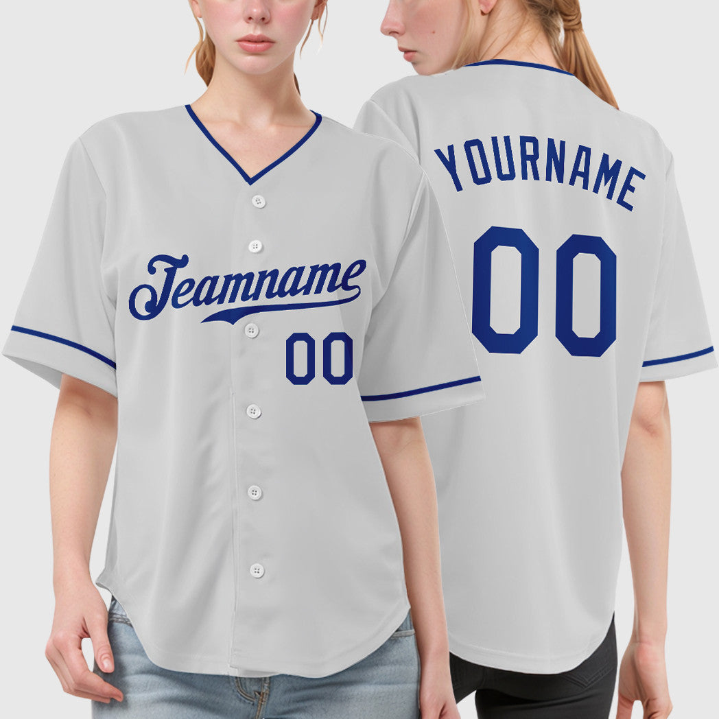 Custom White Royal Collar Sleeve Baseball Jersey