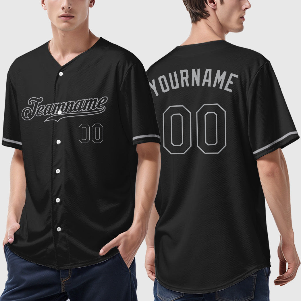 Custom Black Gray Black-Gray Baseball Jersey