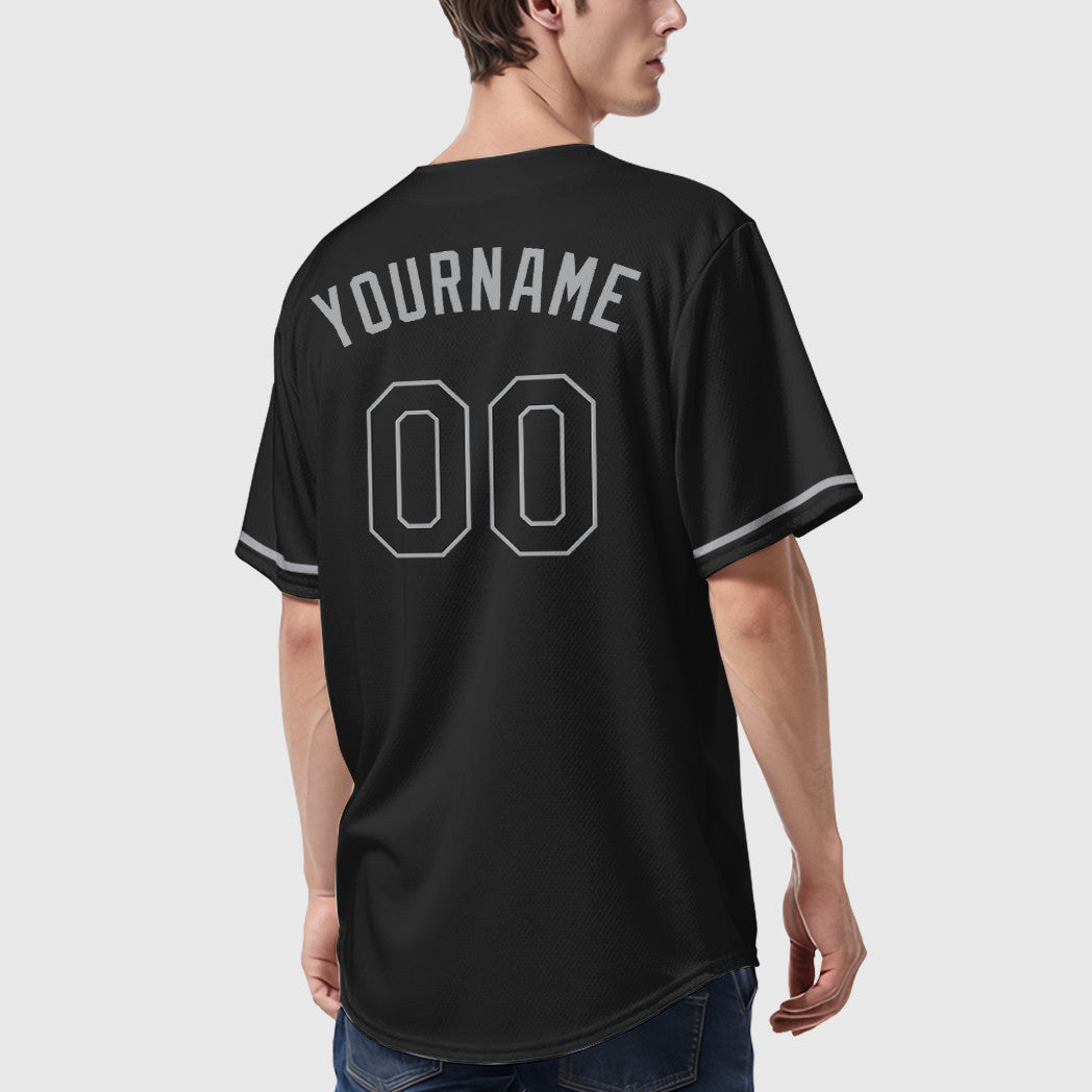Custom Black Gray Black-Gray Baseball Jersey