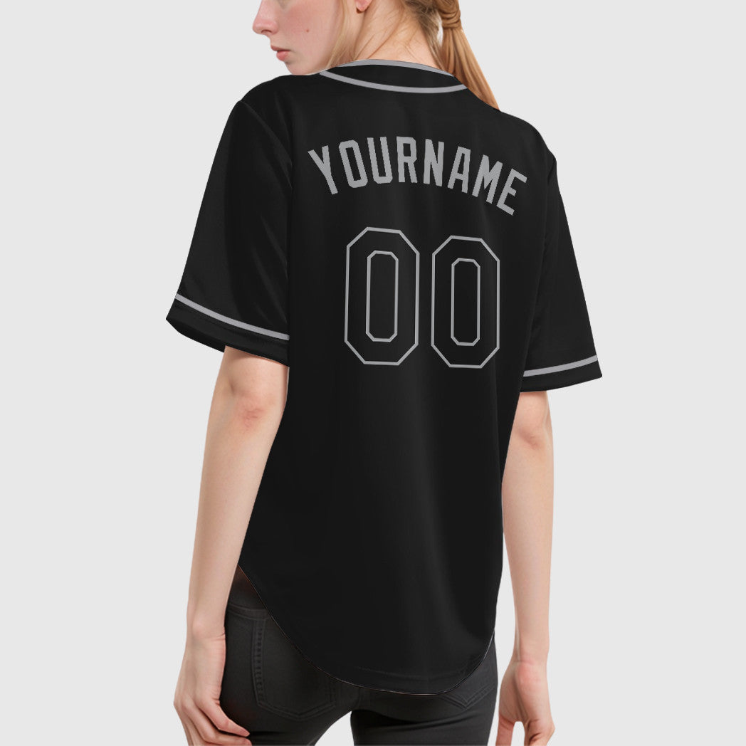 Custom Black Gray Black-Gray Piping Baseball Jersey