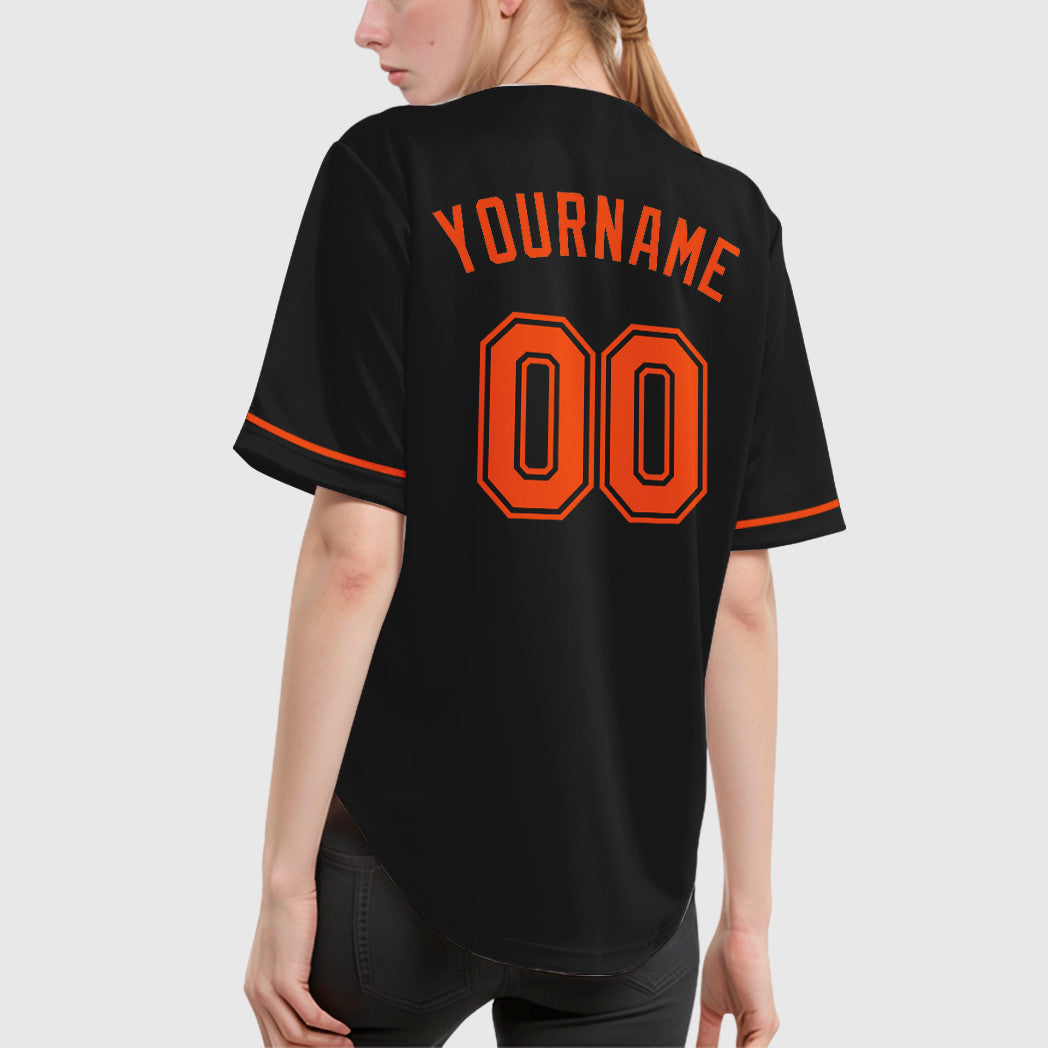 Custom Black Orange-Black Baseball Jersey