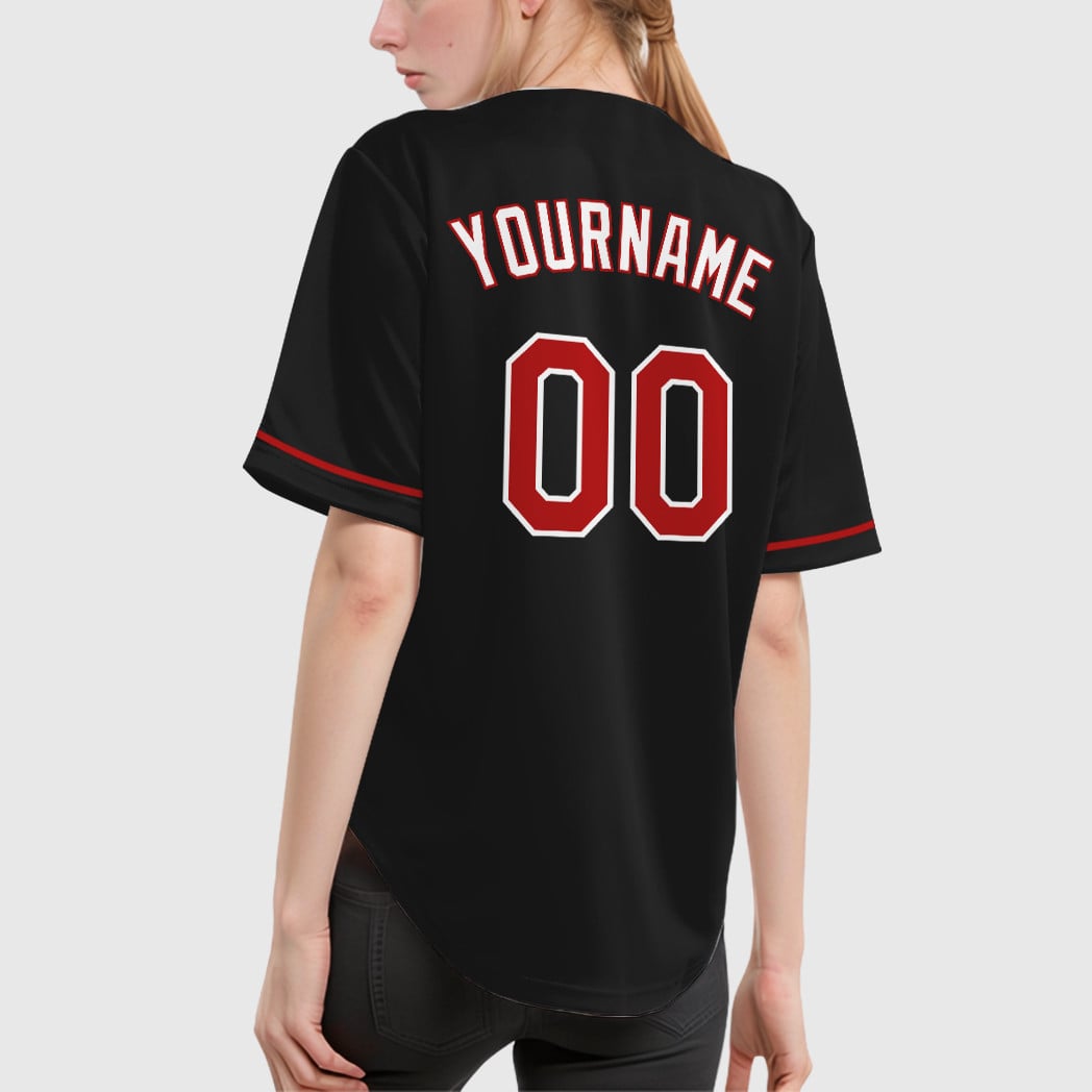 Custom Black Red-White Baseball Jersey