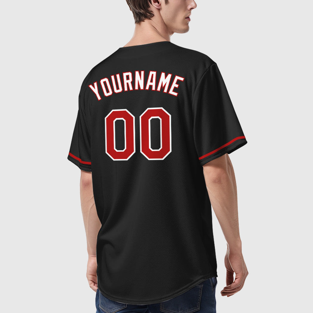 Custom Black Red-White Baseball Jersey