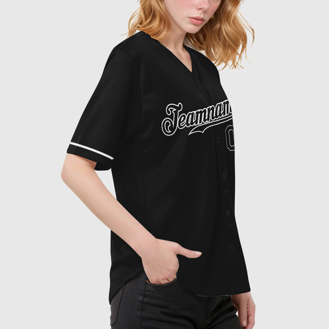 Custom Black White Baseball Jersey