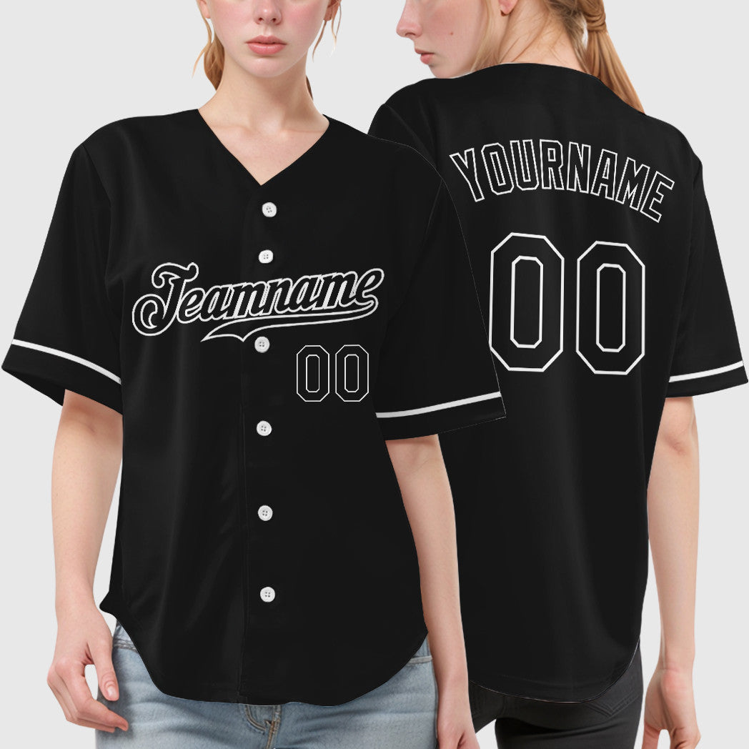 Custom Black White Baseball Jersey