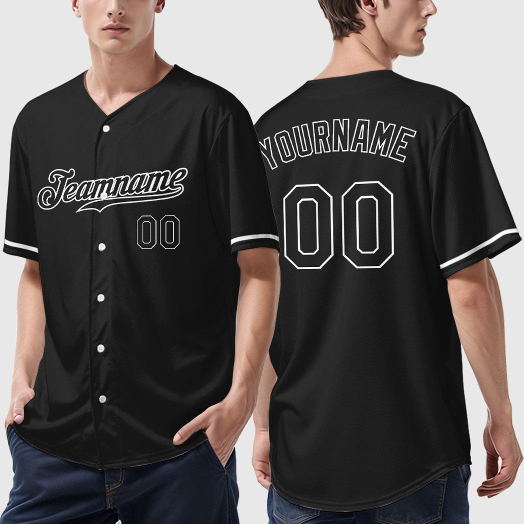 Custom Black White Baseball Jersey