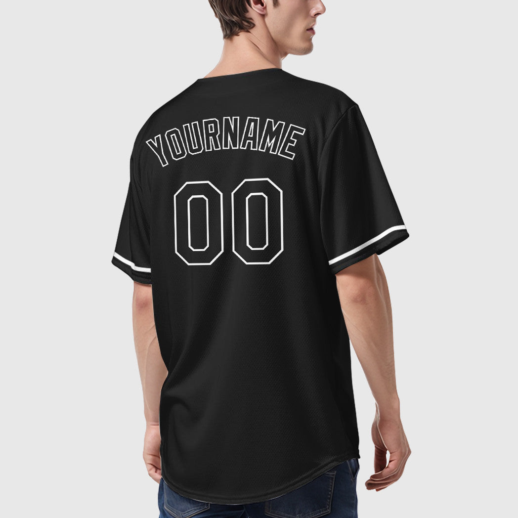 Custom Black White Baseball Jersey