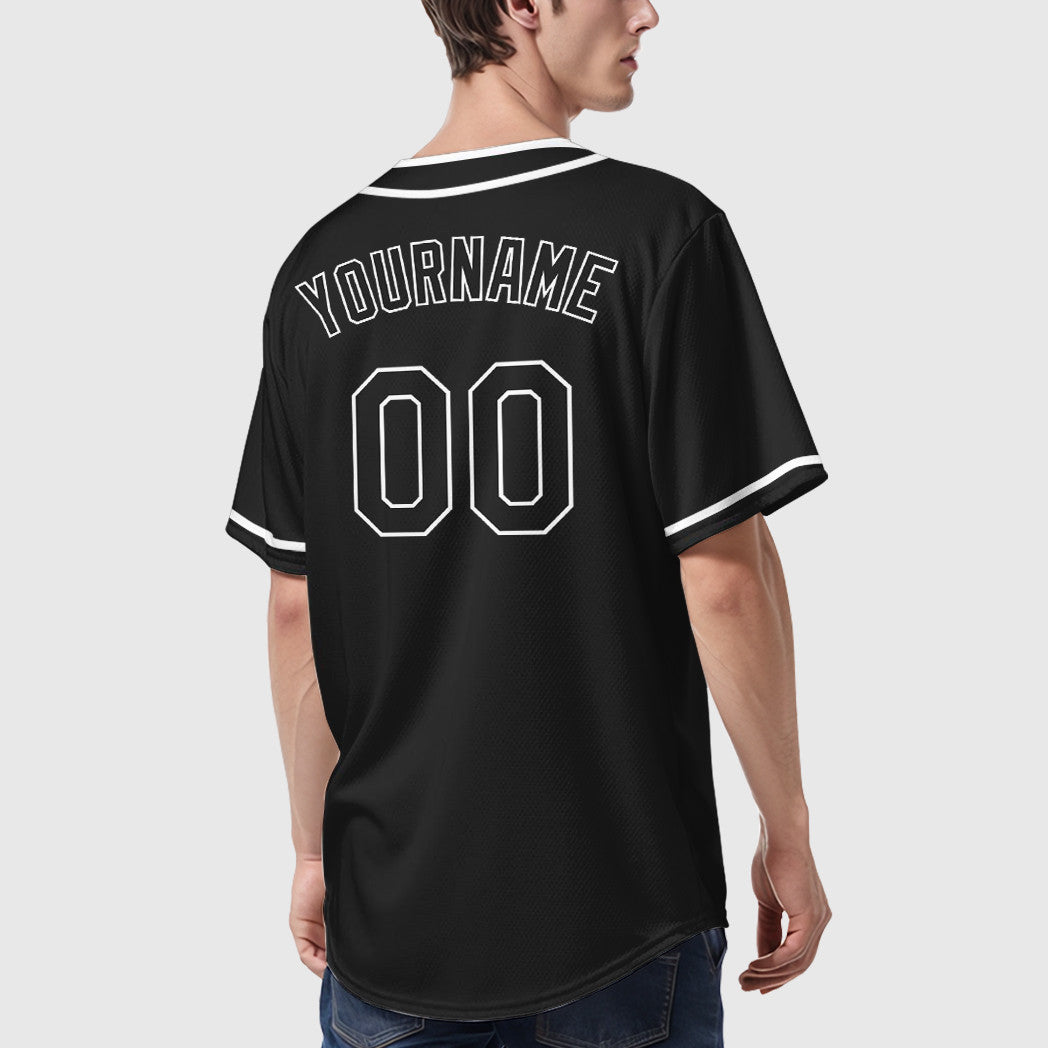 Custom Black White Piping Baseball Jersey