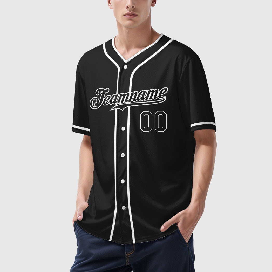 Custom Black White Piping Baseball Jersey