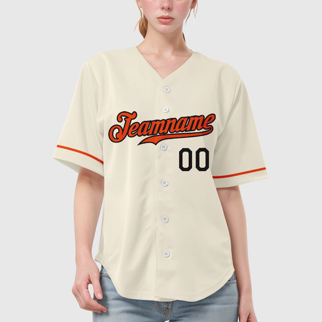 Custom Cream Orange-Black Baseball Jersey