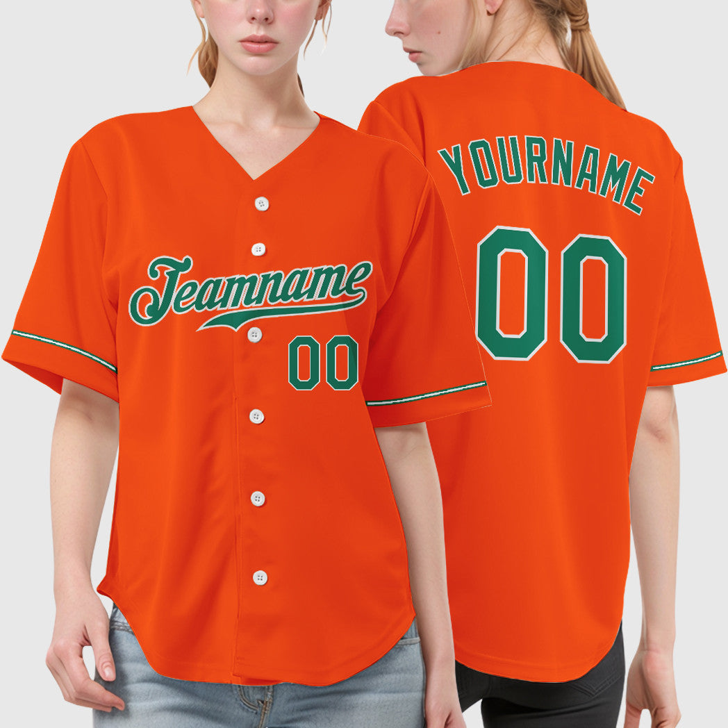 Custom Orange Kelly Green-White Baseball Jersey