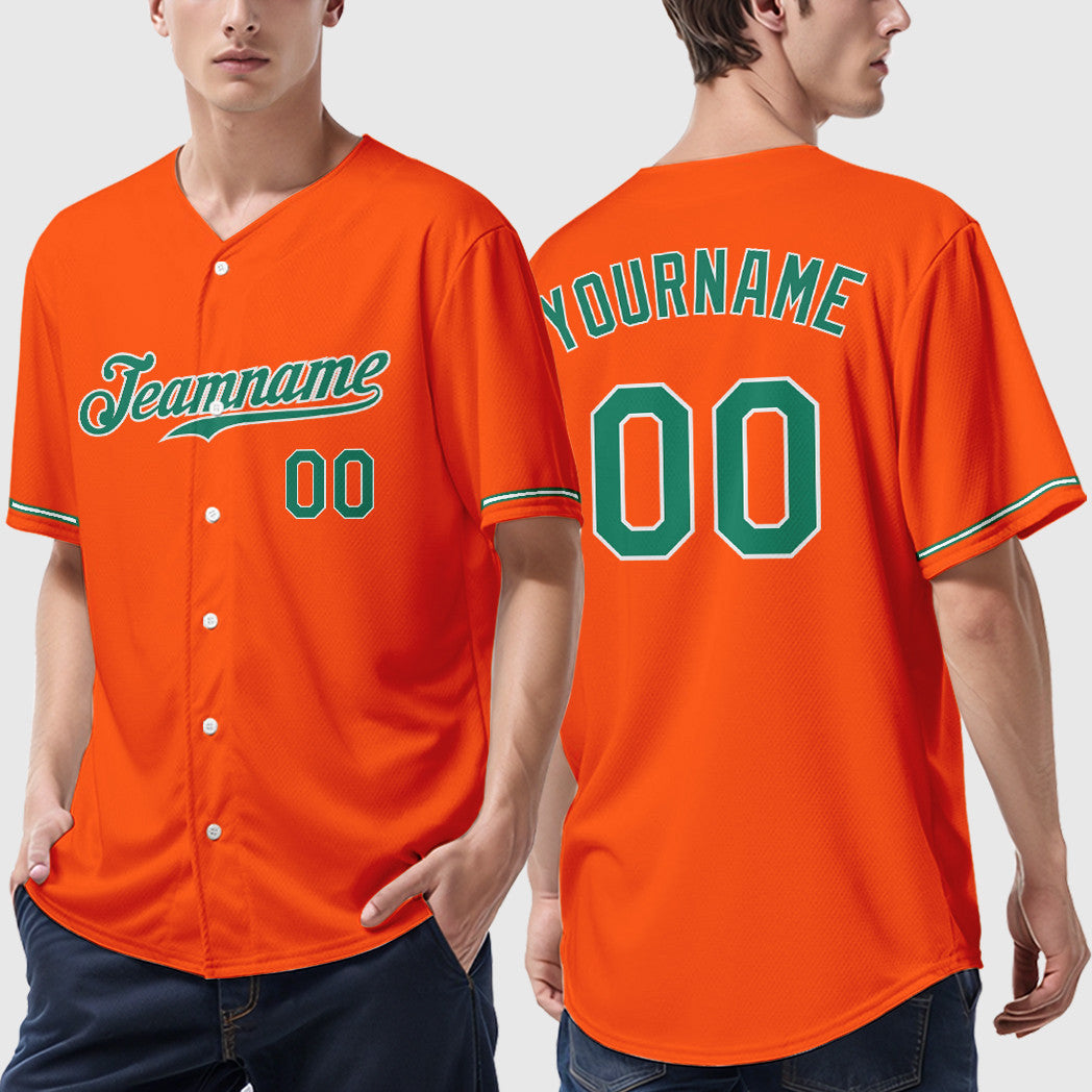 Custom Orange Kelly Green-White Baseball Jersey