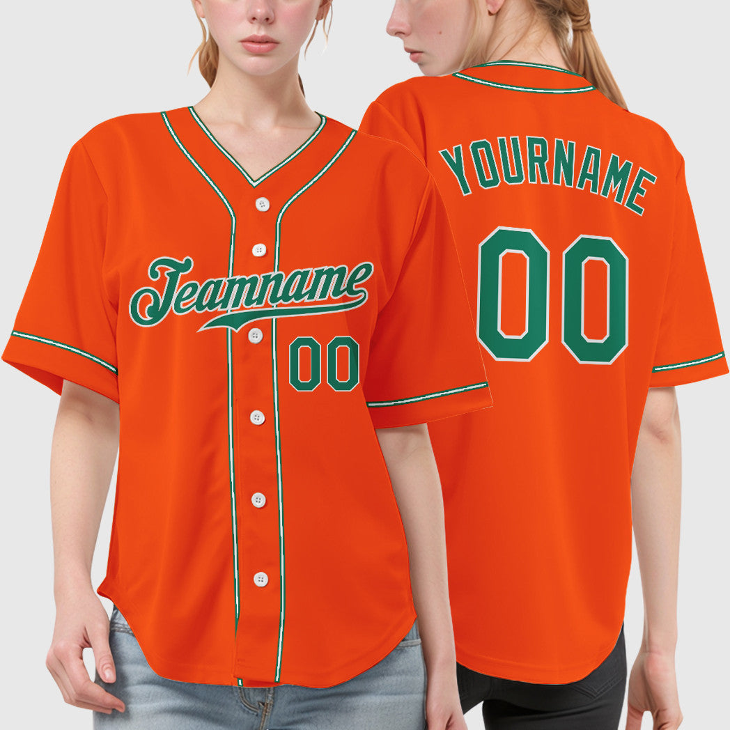 Custom Orange Kelly Green-White Piping Baseball Jersey