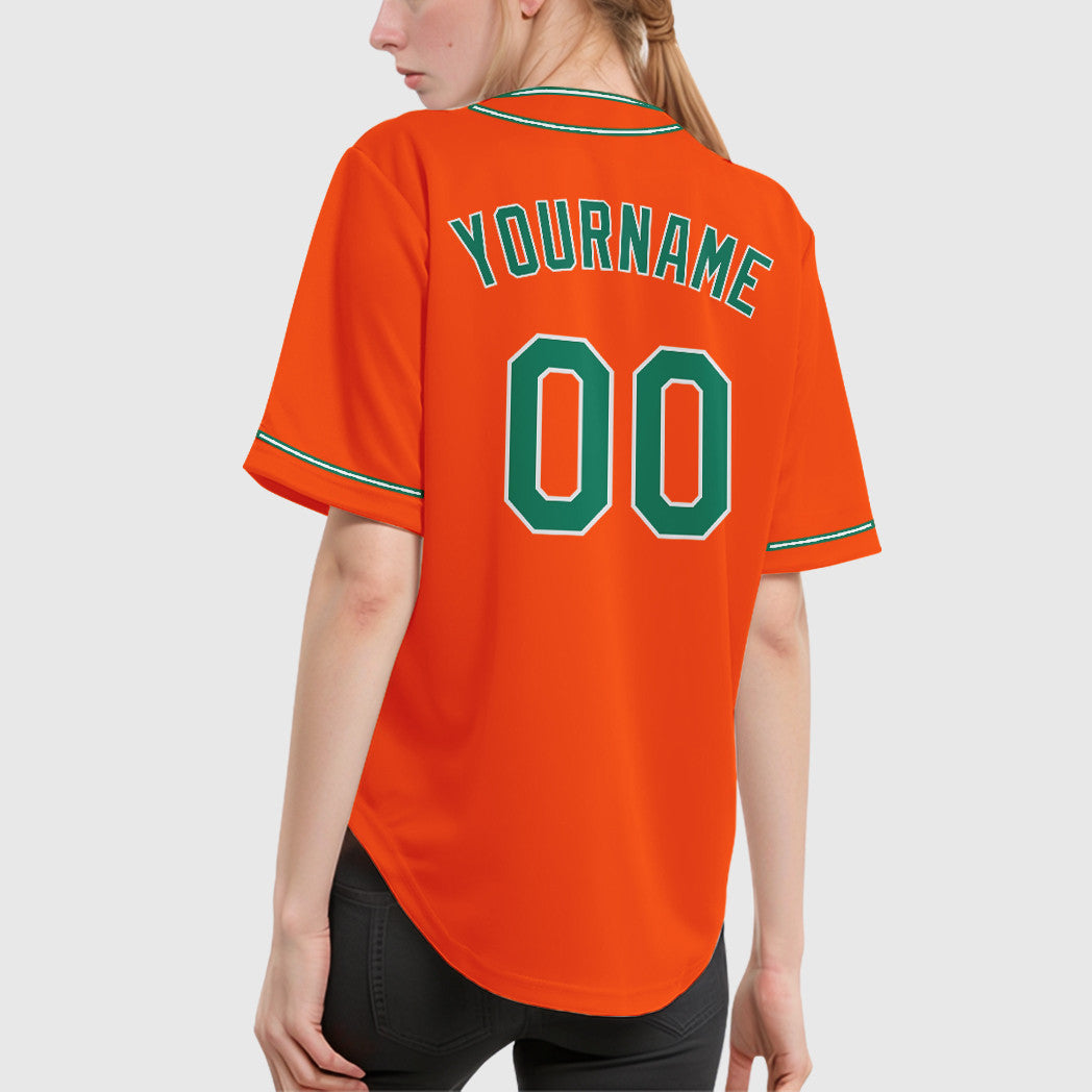 Custom Orange Kelly Green-White Piping Baseball Jersey