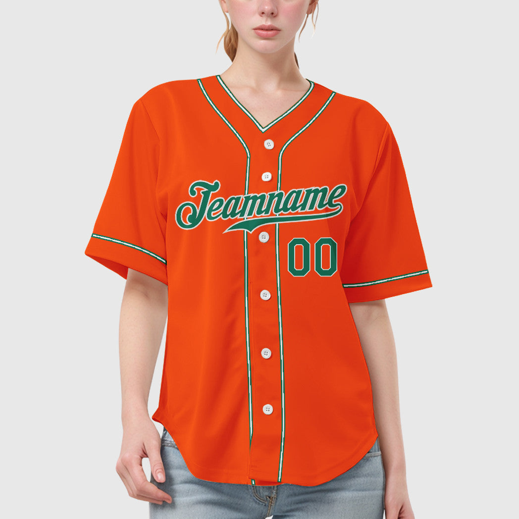 Custom Orange Kelly Green-White Piping Baseball Jersey