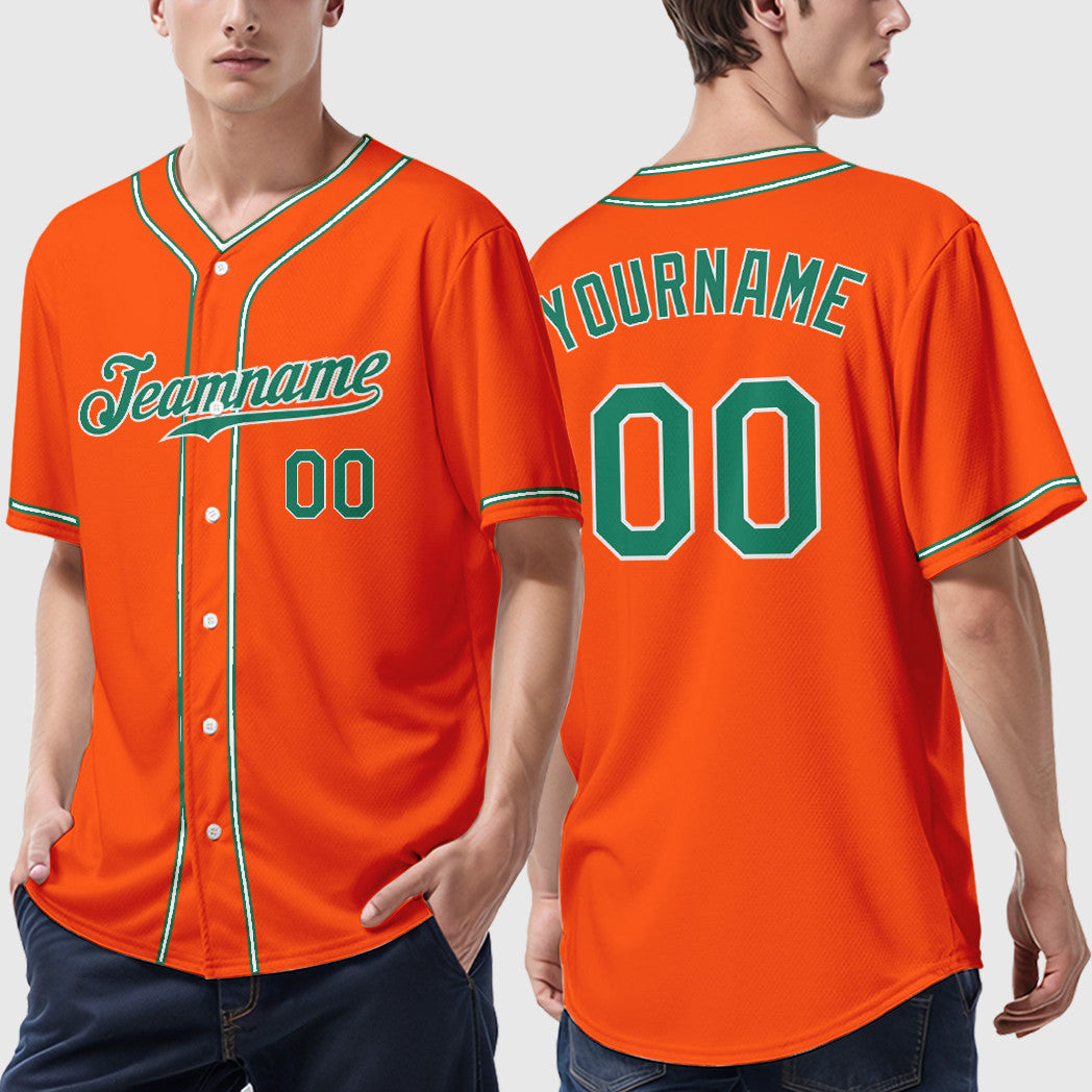 Custom Orange Kelly Green-White Piping Baseball Jersey