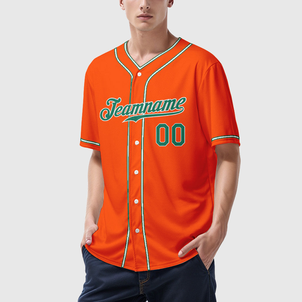 Custom Orange Kelly Green-White Piping Baseball Jersey