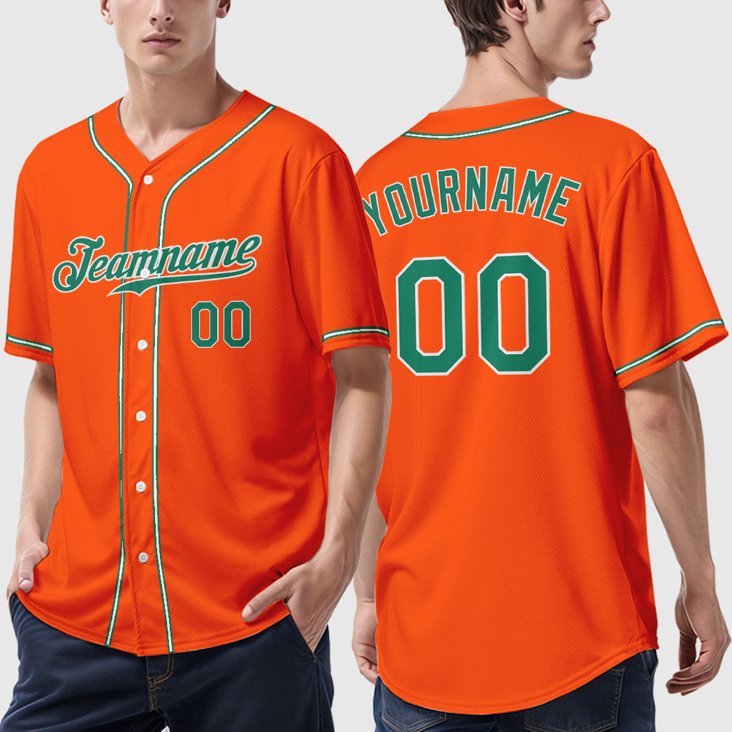 Custom Orange Kelly Green-White Sleeve Baseball Jersey
