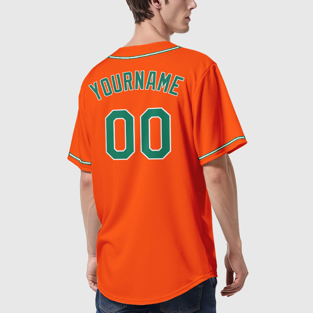Custom Orange Kelly Green-White Sleeve Baseball Jersey