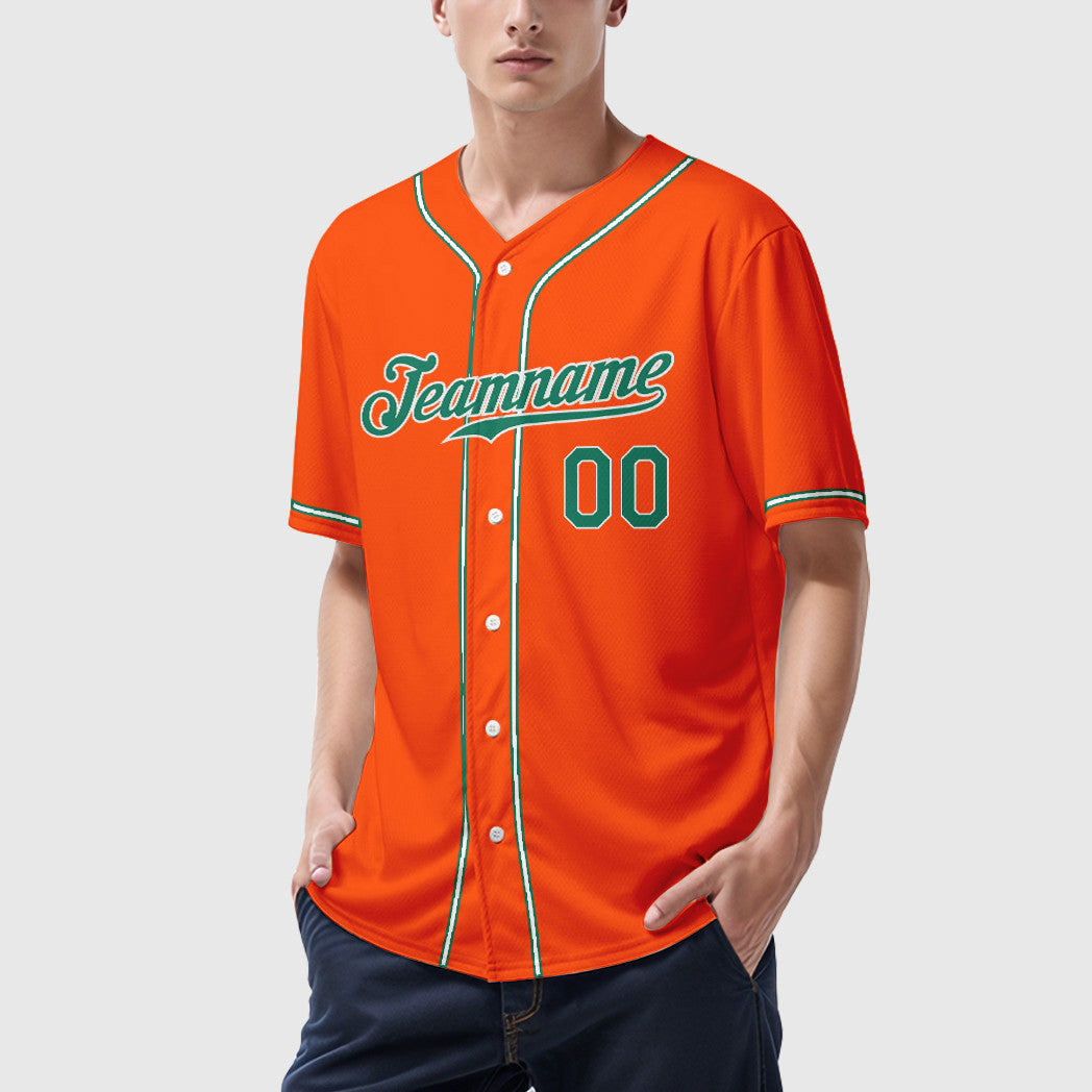 Custom Orange Kelly Green-White Sleeve Baseball Jersey