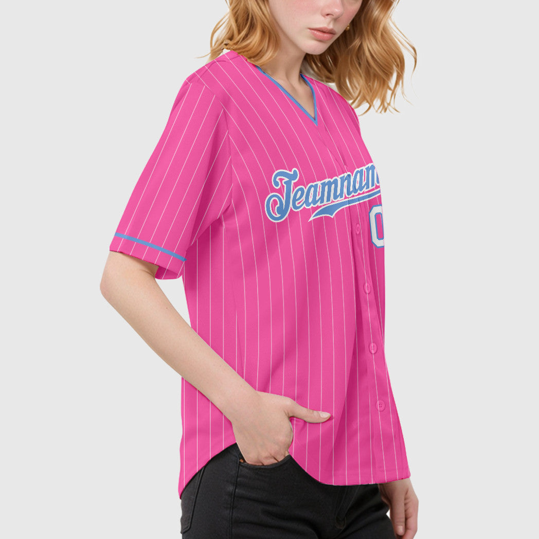 Custom Red Black-White Pinstripe Baseball Jersey